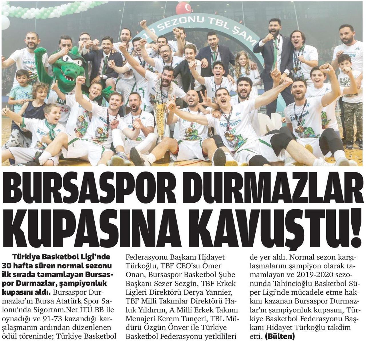 Bursaspor Durmazlar Kupasına Kavuştu!
